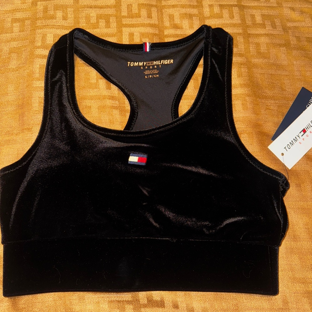 Tommy Hilfiger Women's Black Velvet Sports Bra